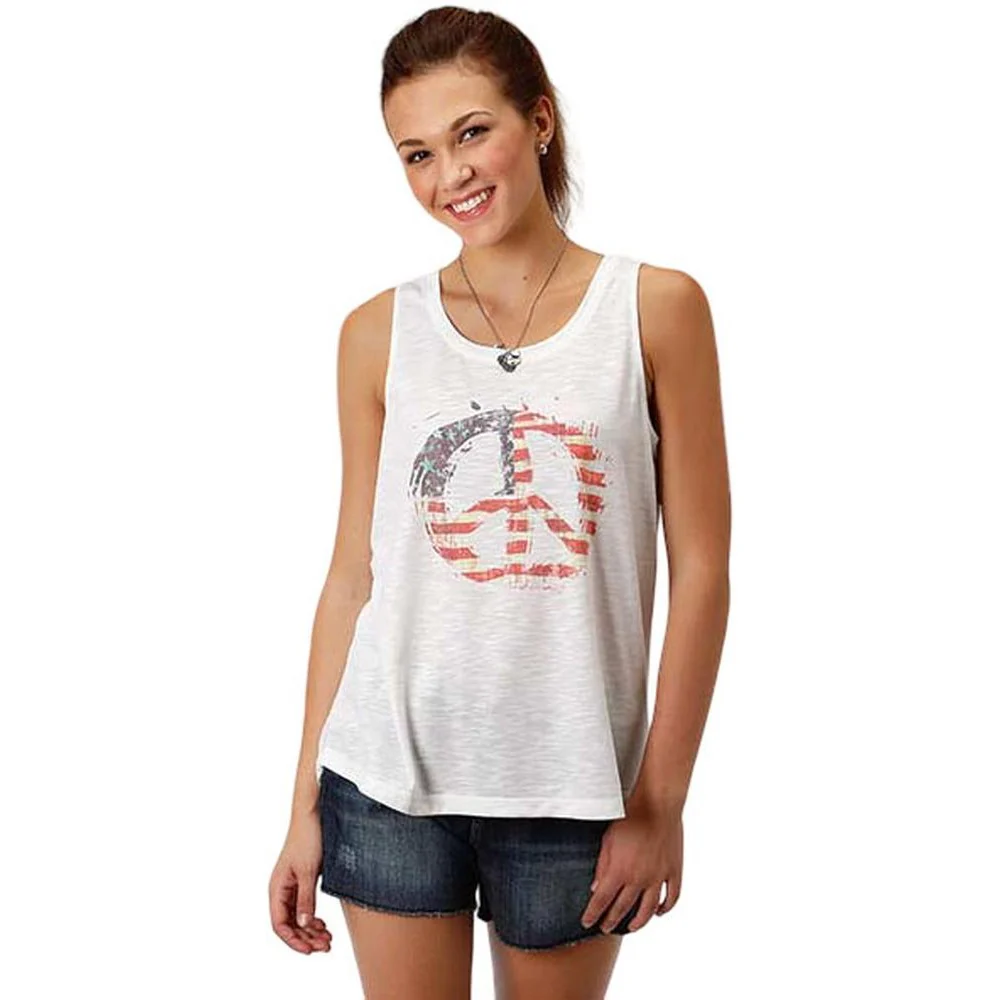 Roper - Womens Americana Ladies Collection Optic White Tank Top