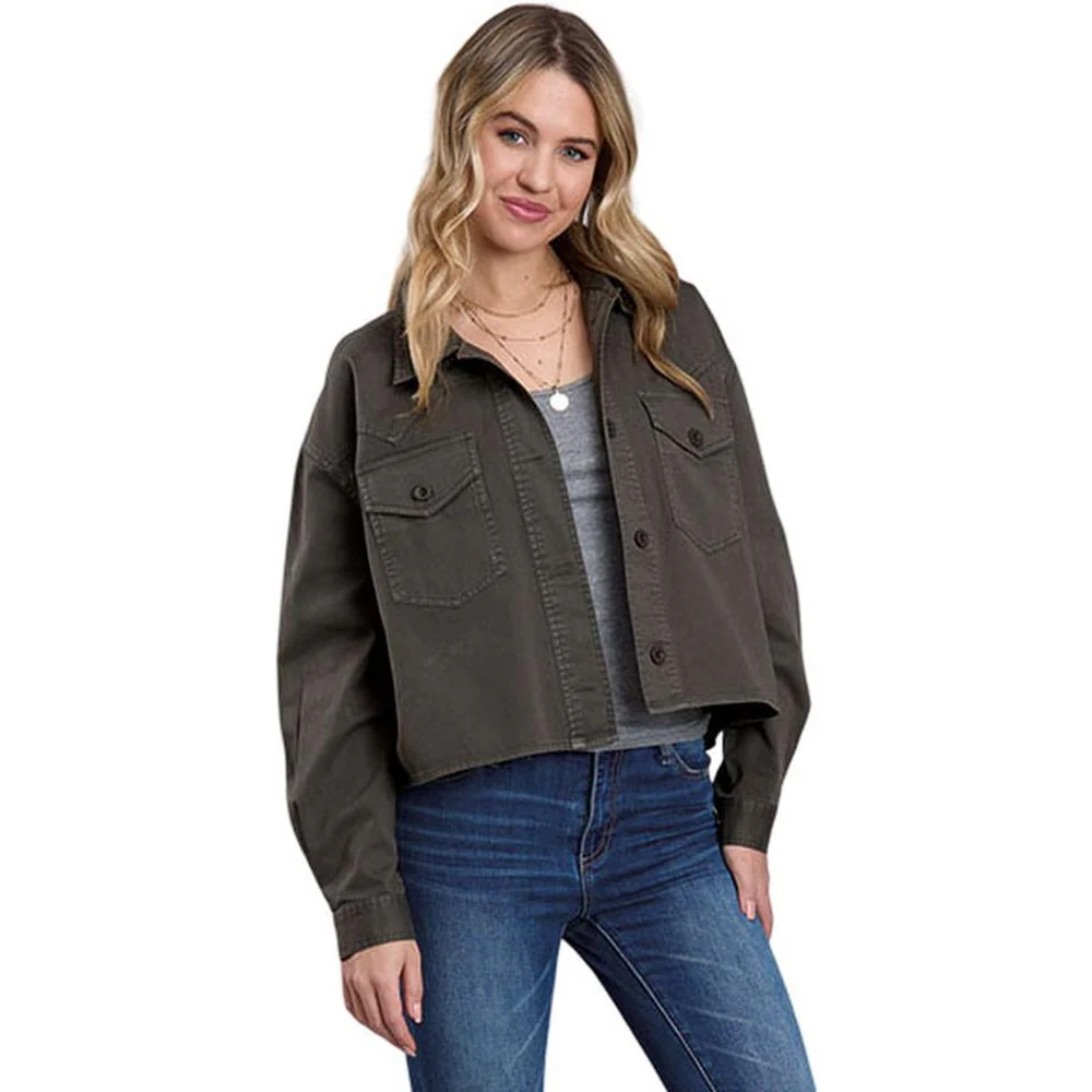 Roper - Womens Fall I Five Star Black Cotton Twill Long Sleeve Jacket Outerwear