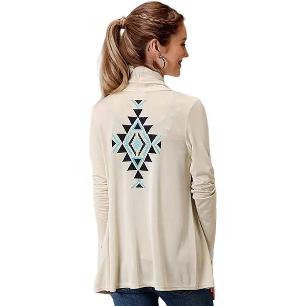 Roper - Womens Fall I Five Star Cream Sweater Knit Cardigan Poncho