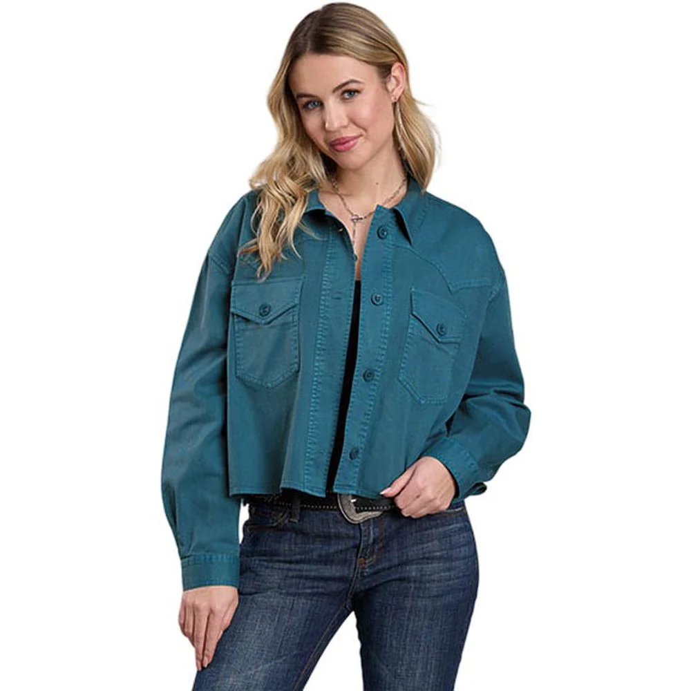 Roper - Womens Fall III Five Star Teal Cotton Twill Long Sleeve Jacket Outerwear - Image 2