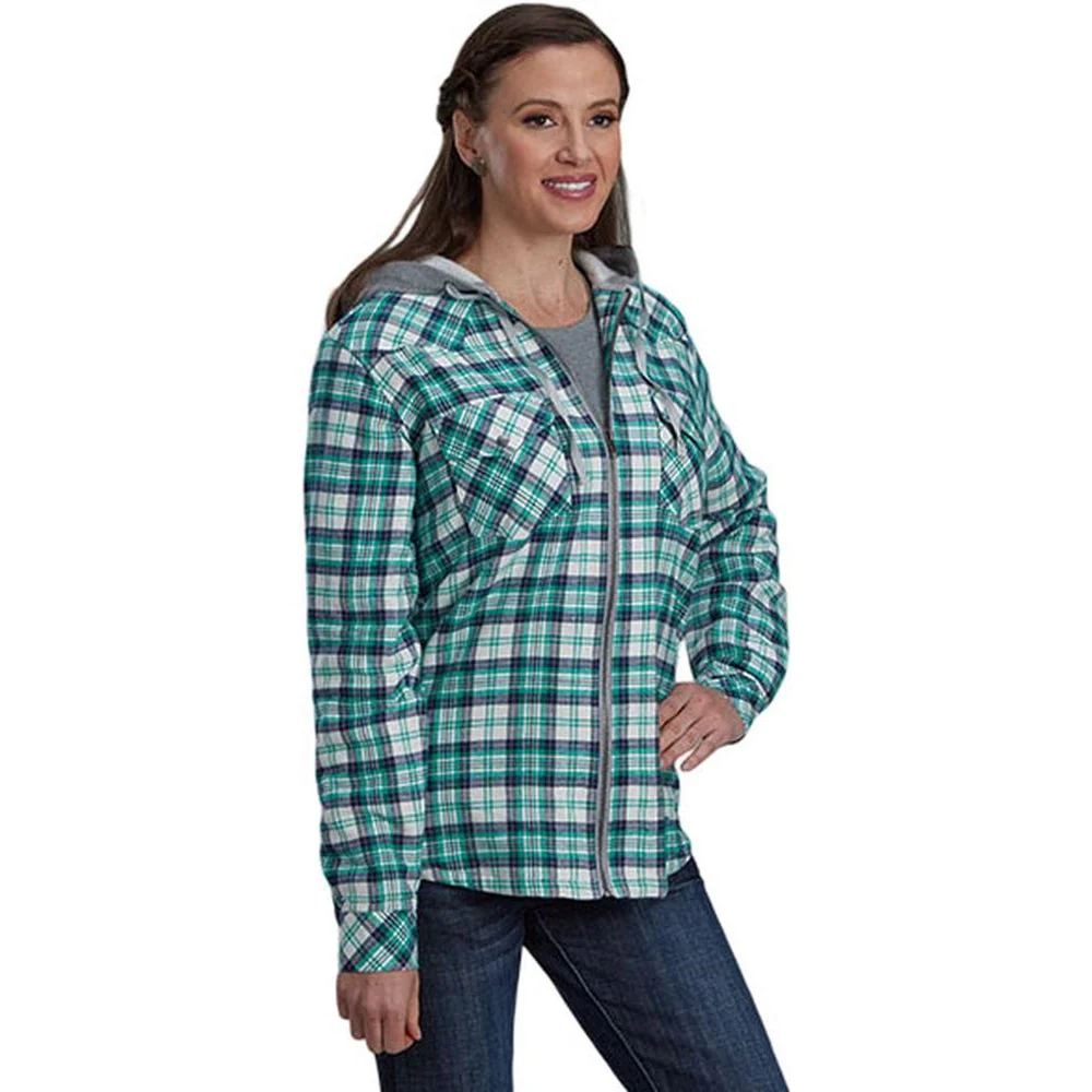 Roper - Womens Jacket Flannel Shirt Hooded Thermal Lined Zip Front