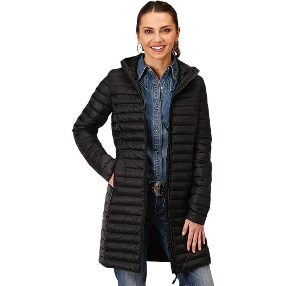 Roper - Womens Jacket Long Length Lightweight Parachute Nylon Down Filled Quilted - Image 2
