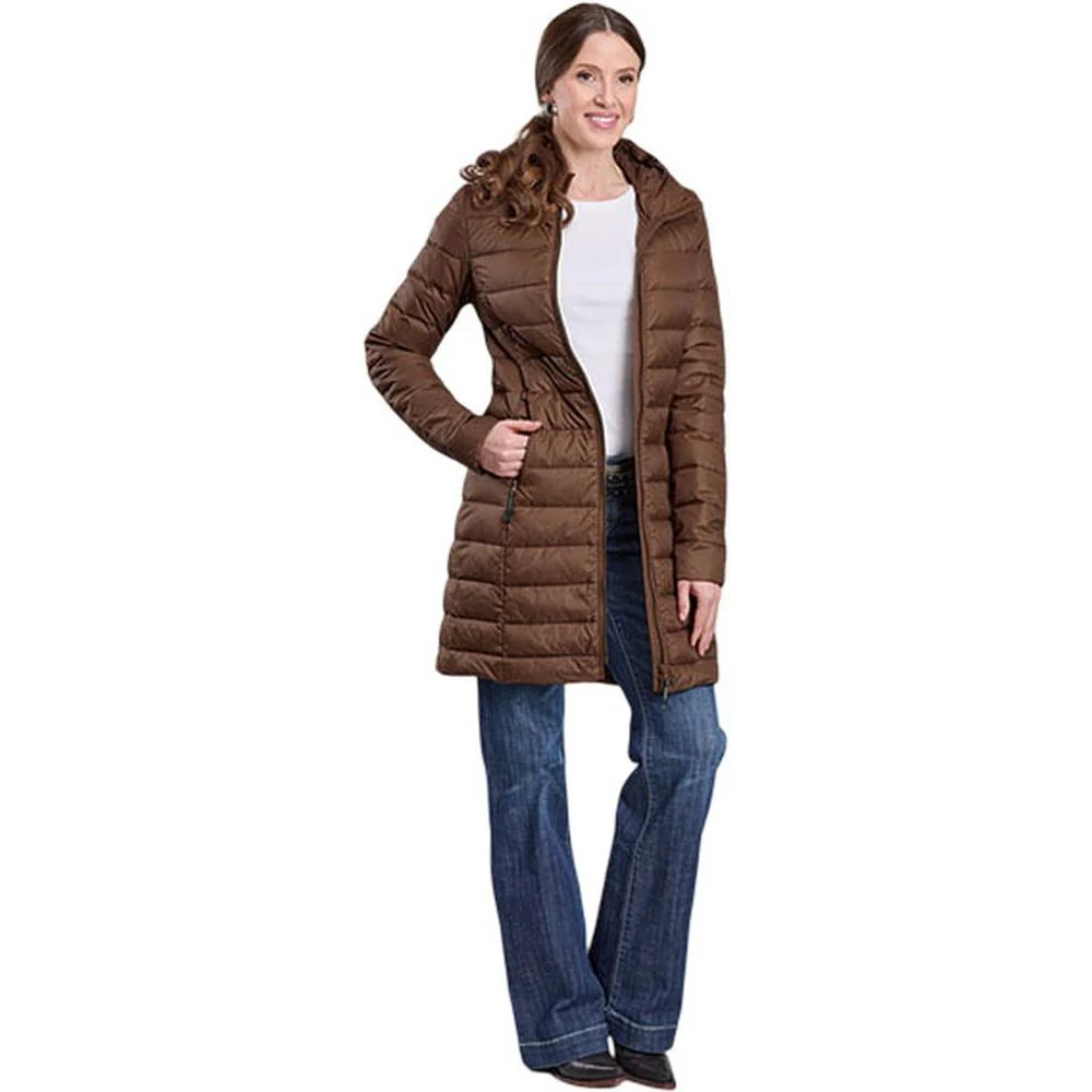 Roper - Womens Jacket Long Length Lightweight Parachute Nylon Down Filled Quilted