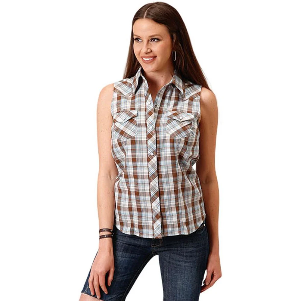 Roper - Womens Karman Classics Plaid Sleeveless Western Shirt - Image 2