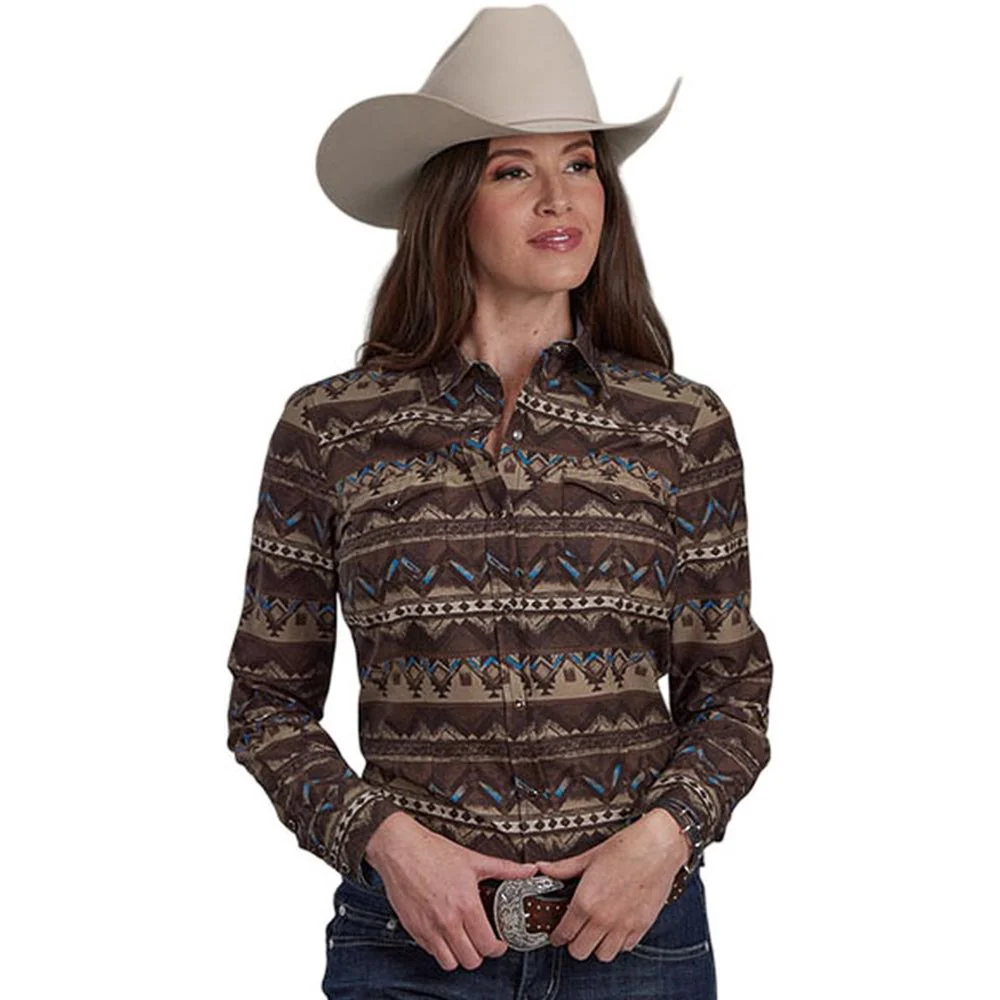 Roper - Womens Long Sleeve Aztec Print Shirt - Image 2