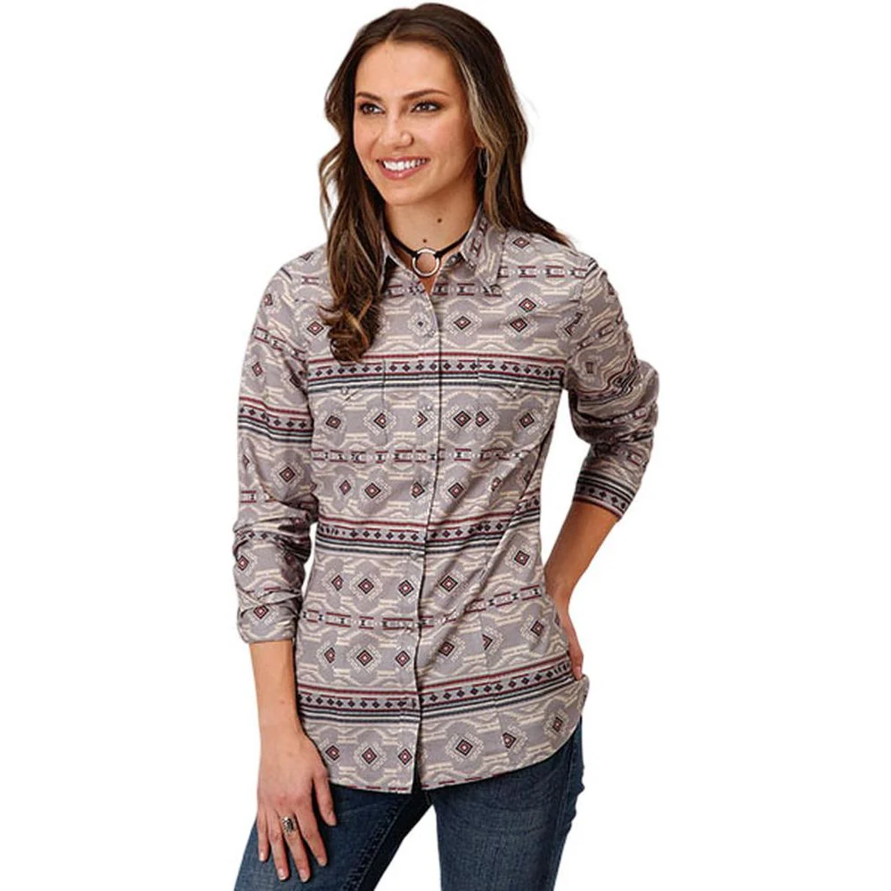 Roper - Womens Long Sleeve Aztec Print Shirt - Image 2