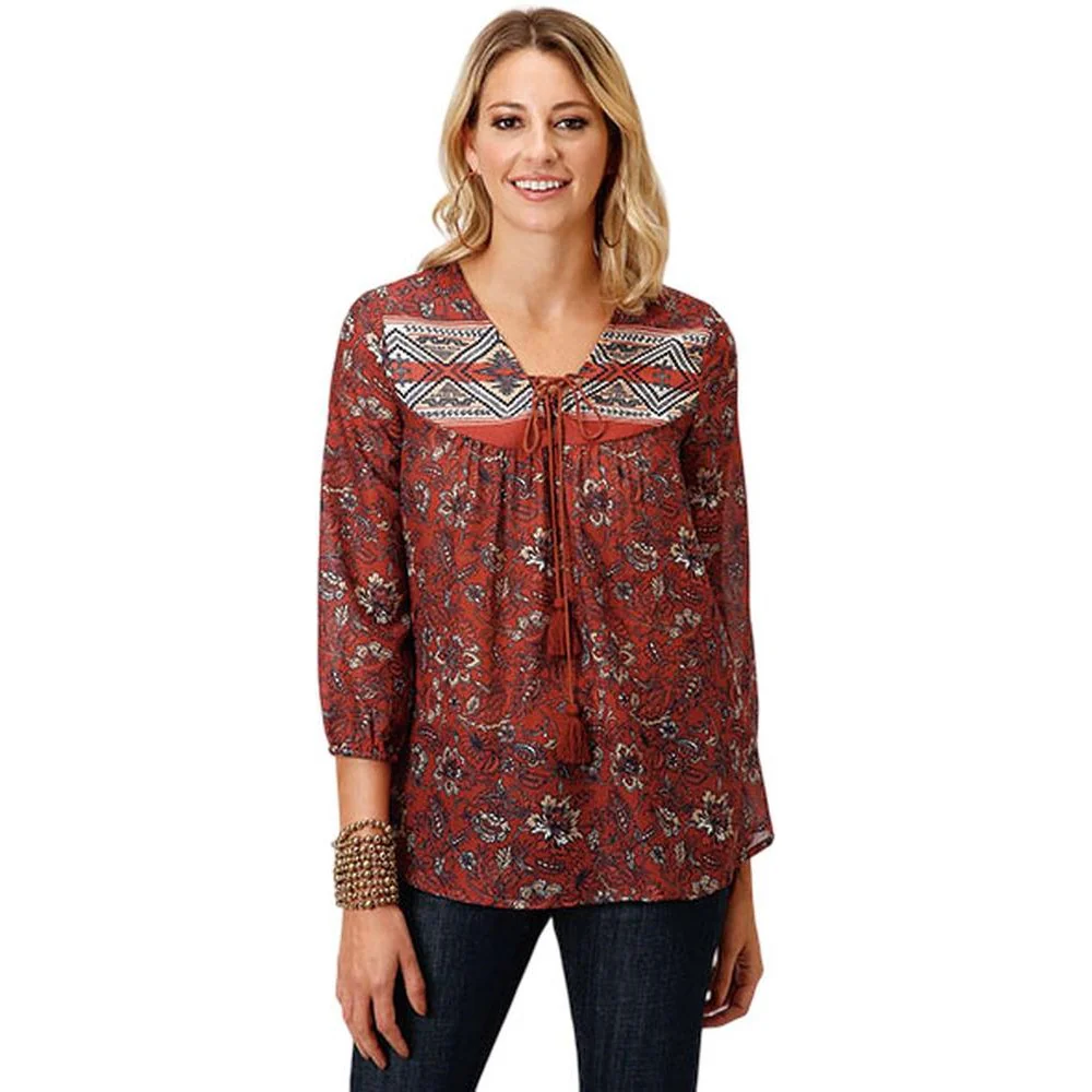 Roper - Womens Long Sleeve Peasant Blouse - Image 2
