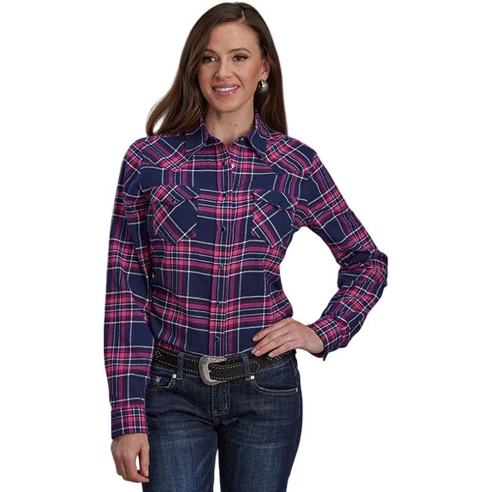 Roper - Womens Long Sleeve Shirt Flannel Western Snap Boyfriend Fit - Image 2