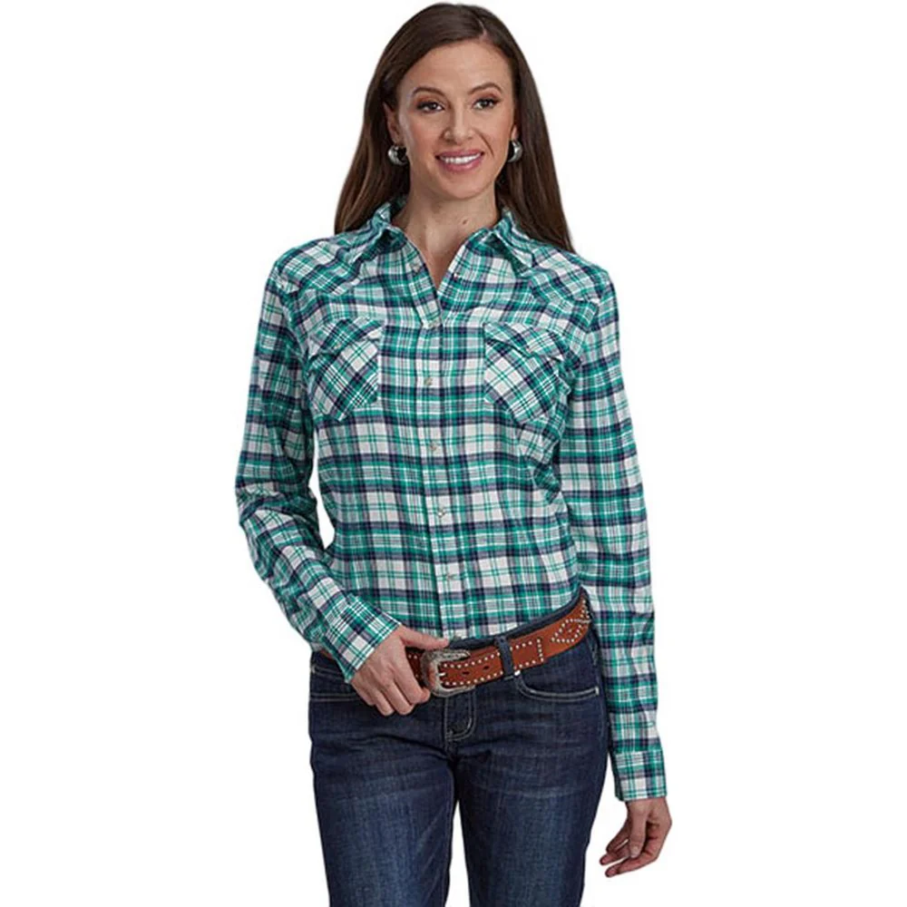 Roper - Womens Long Sleeve Shirt Flannel Western Snap Boyfriend Fit