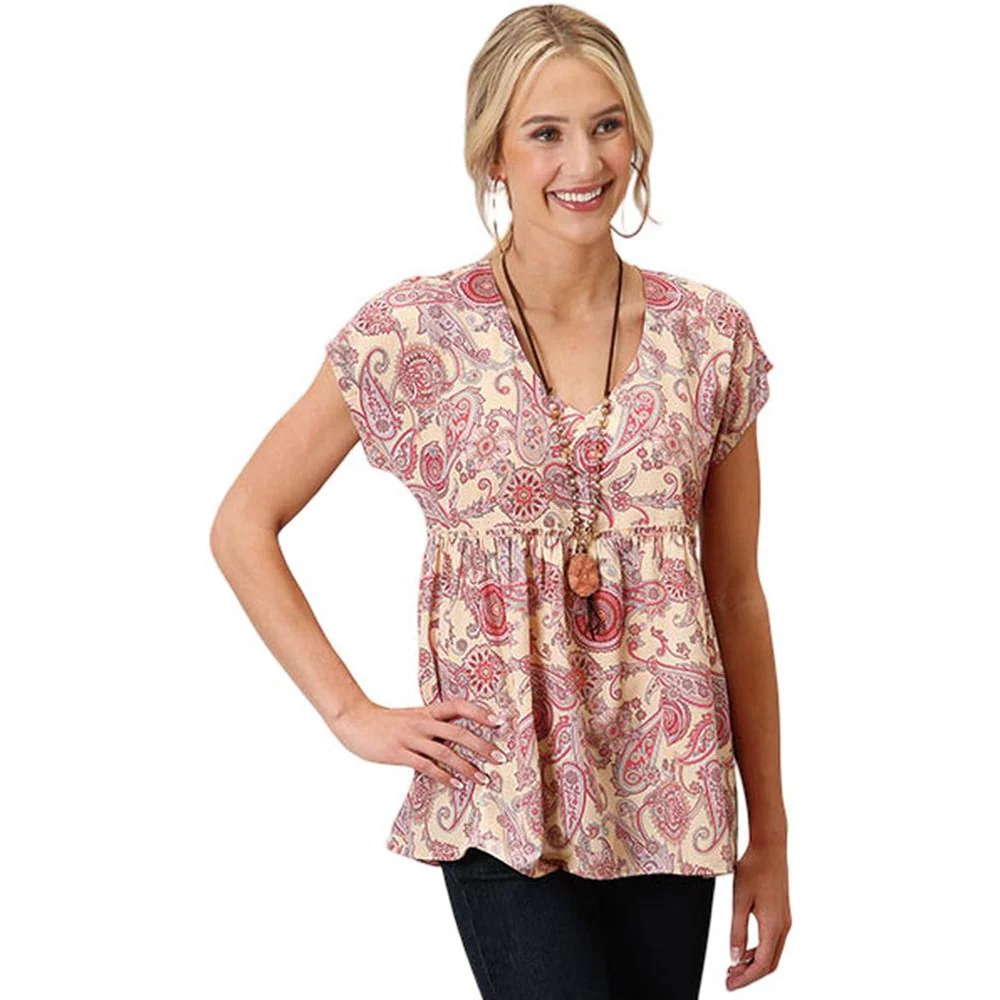 Roper - Womens Short Sleeve Peasant Blouse