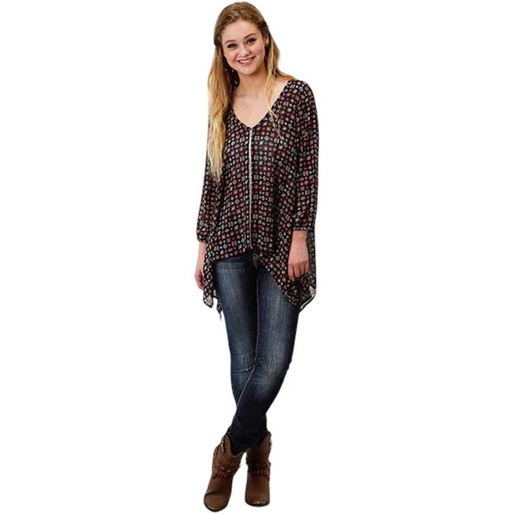 Roper - Womens Spring I Five Star Printed Rayon Long Sleeve Tunic - Image 2