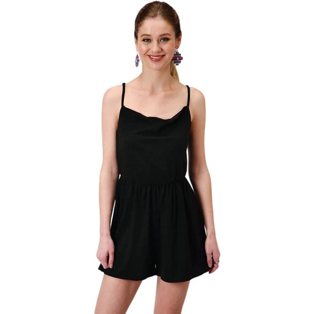 Roper - Womens Spring II Five Star Black Jersey Knit Strappy Shorts Romper - Image 2