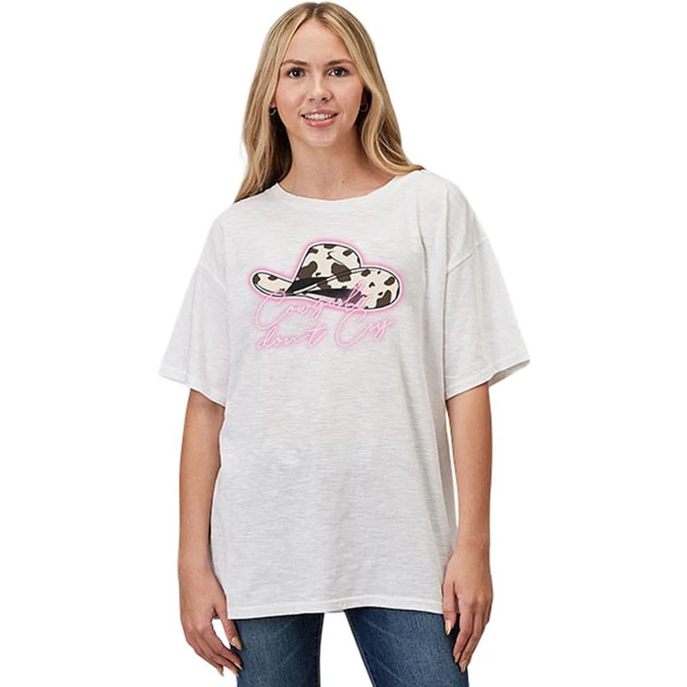Roper - Womens Spring III Five Star White Slub Jersey Knit Short Sleeve Boyfriend T-Shirt