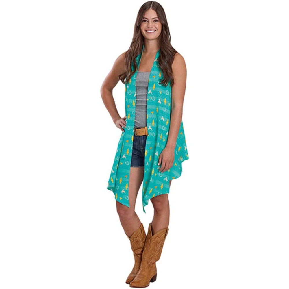 Roper - Womens Summer II Five Star Vintage Aztec Print Sleeveless Cardigan - Image 2