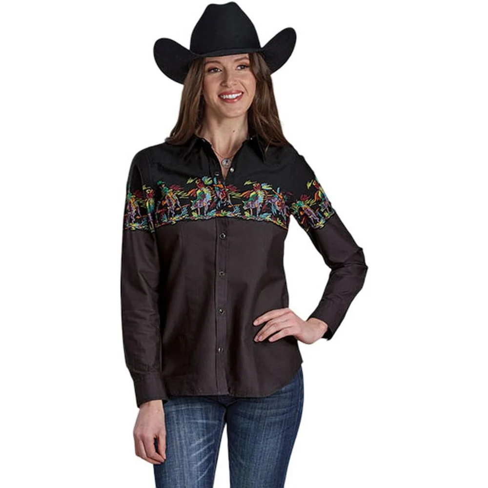 Roper - Womens Vintage Border Print Long Sleeve Western Shirt - Image 2