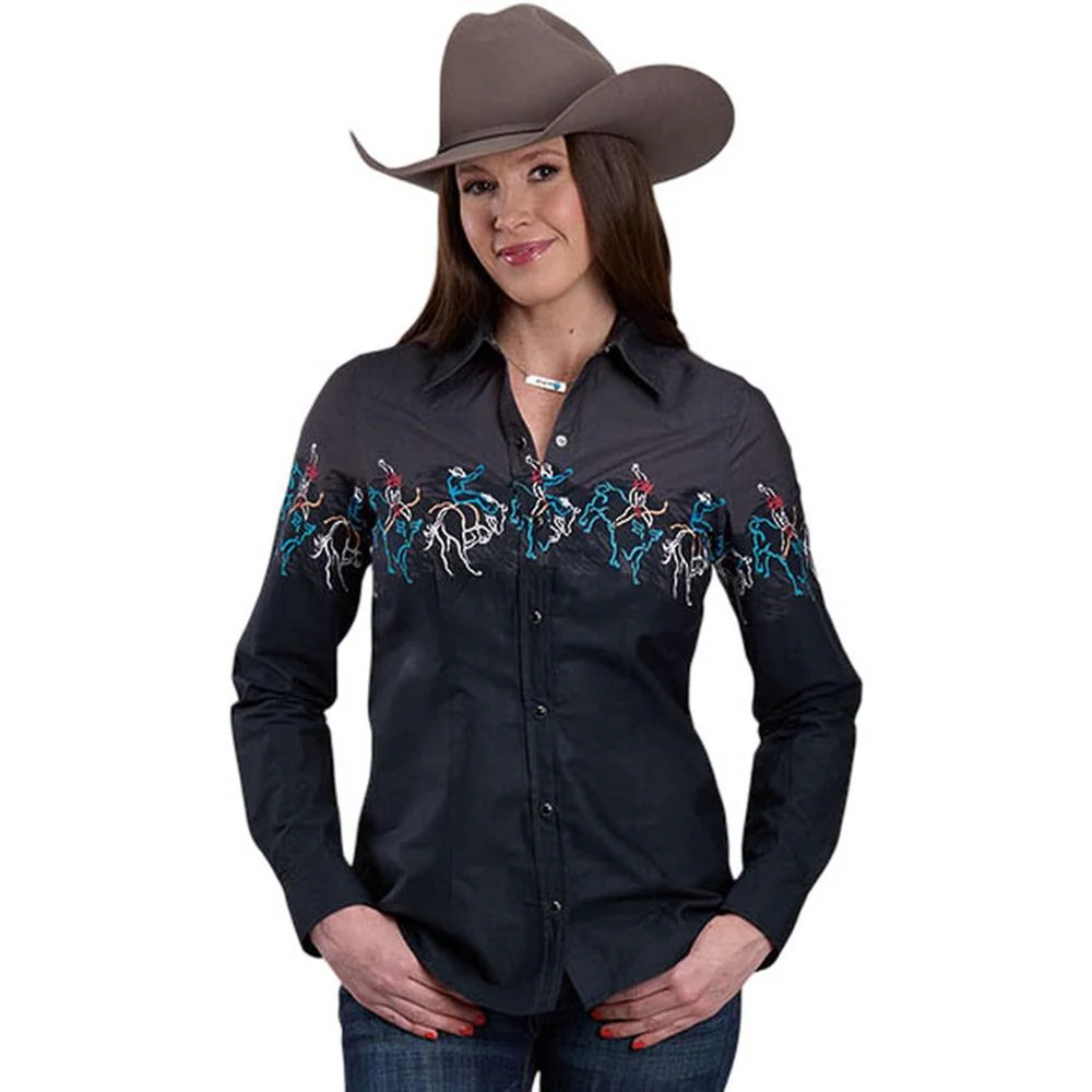 Roper - Womens Vintage Border Print Long Sleeve Western Shirt - Image 2