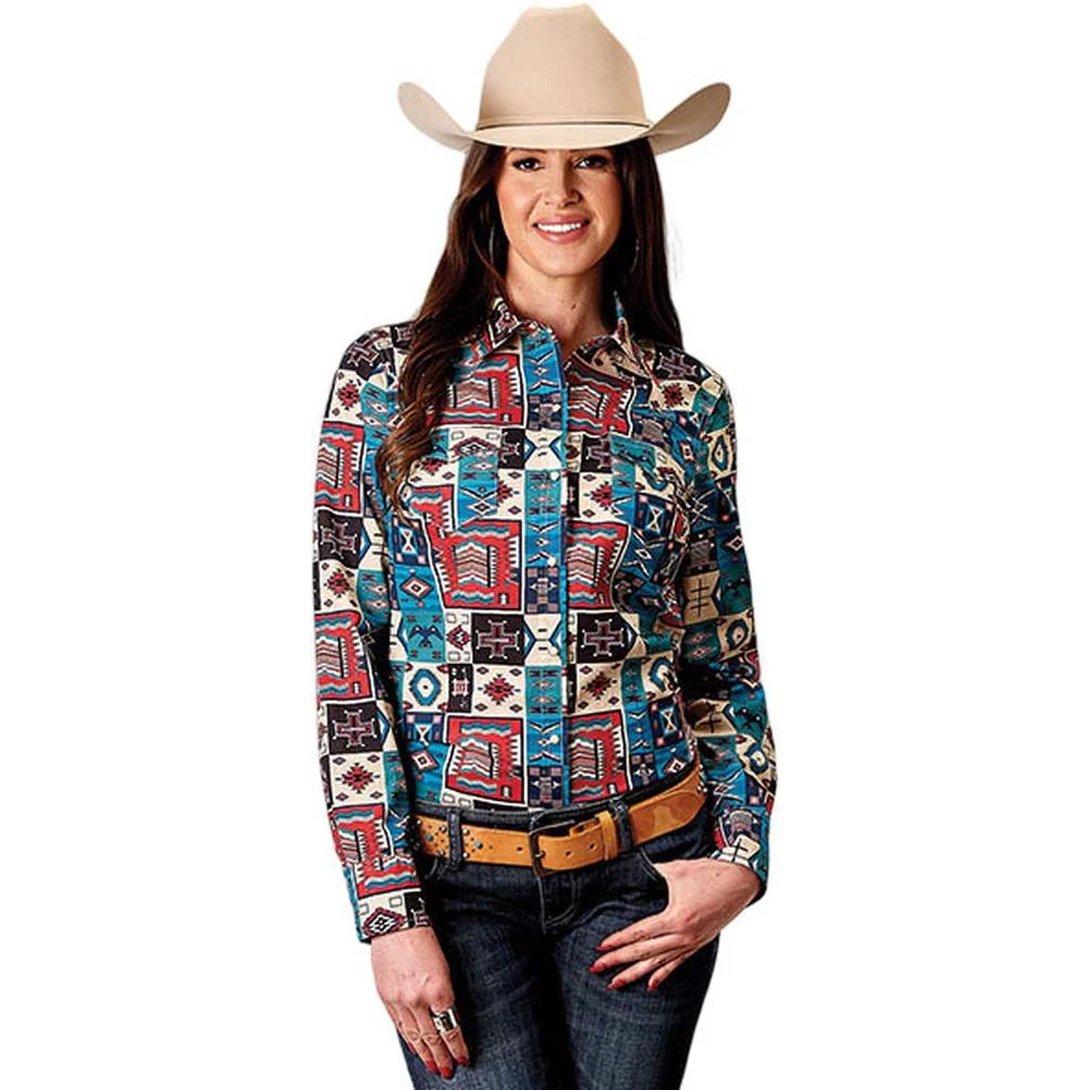 Roper - Womens Vintage Patchwork Print Long Sleeve Western Shirt