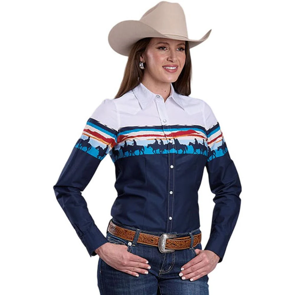 Roper - Womens Vintage Scenic Print Long Sleeve Western Shirt