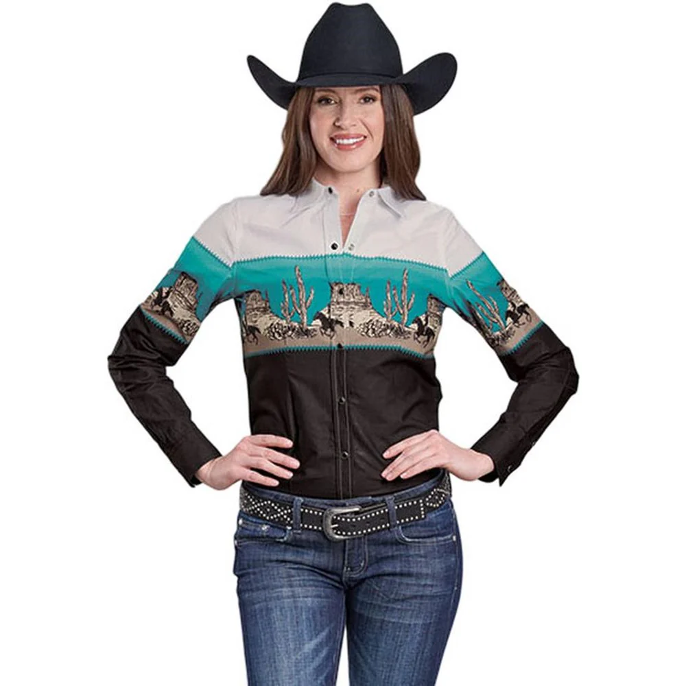 Roper - Womens Vintage Scenic Print Long Sleeve Western Shirt - Image 2
