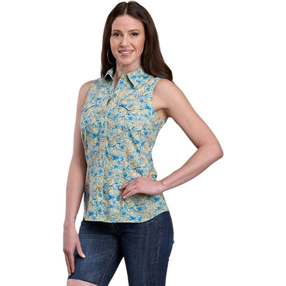 Roper - Womens Vintage Tropical Print Sleeveless Western Shirt