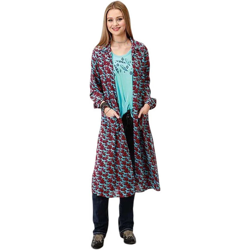 Roper - Womens Winter I Five Star Stampede Printed Rayon Long Cardigan - Image 2