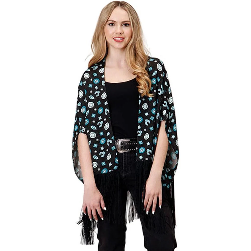 Roper - Womens Winter II Five Star Jewelry Printed Rayon Poncho