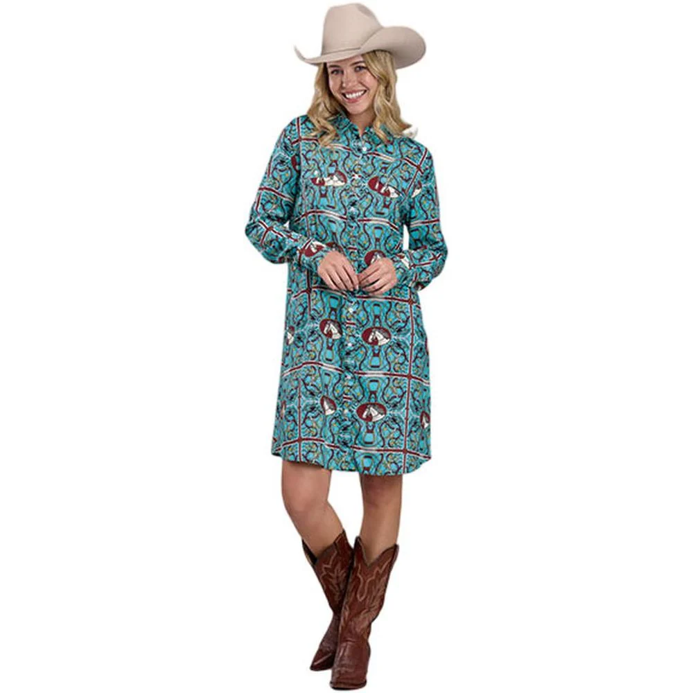 Roper - Womens Winter II Five Star Scarf Print Western Shirt Dress
