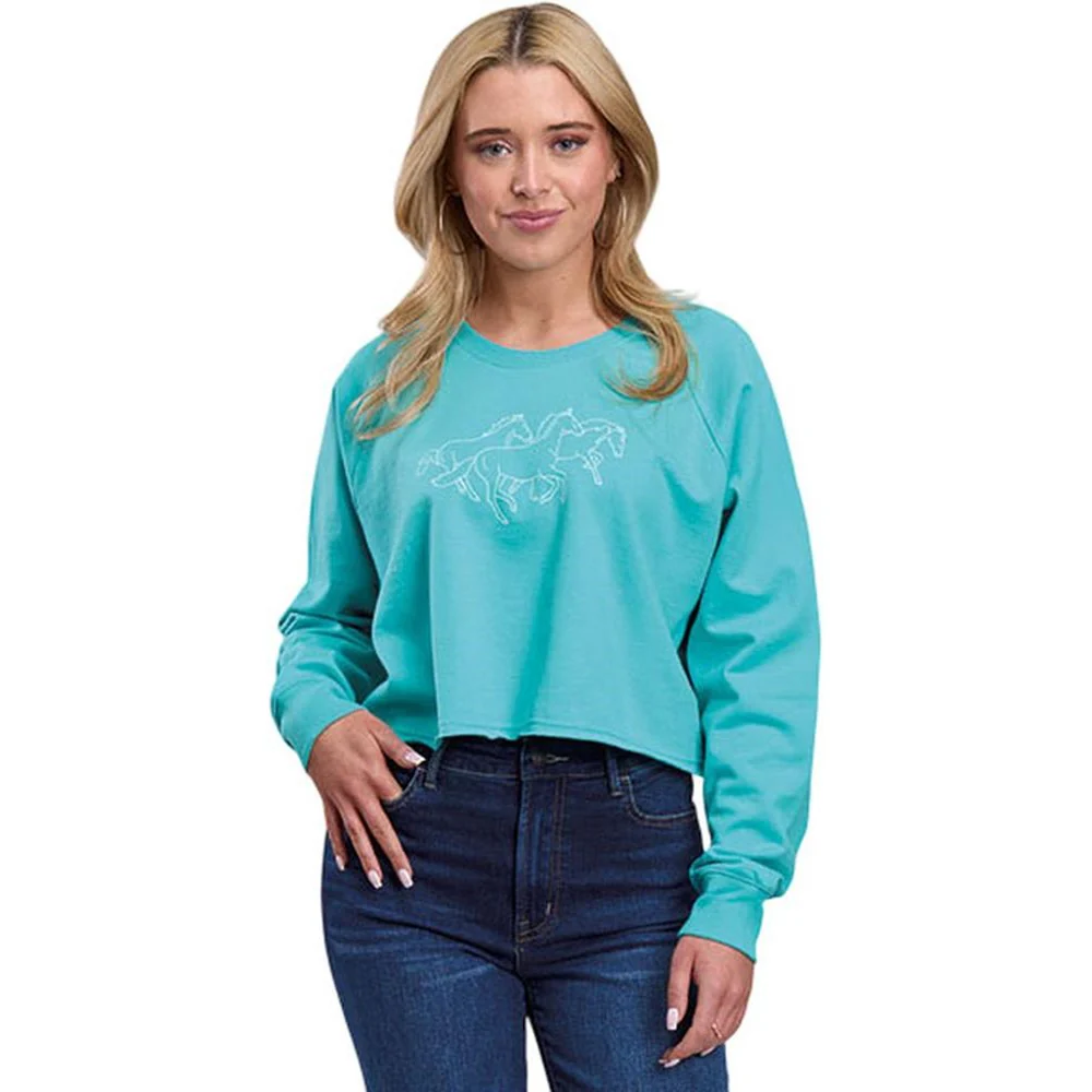Roper - Womens Winter II Five Star Turquoise Fleece Long Sleeve Top Outerwear