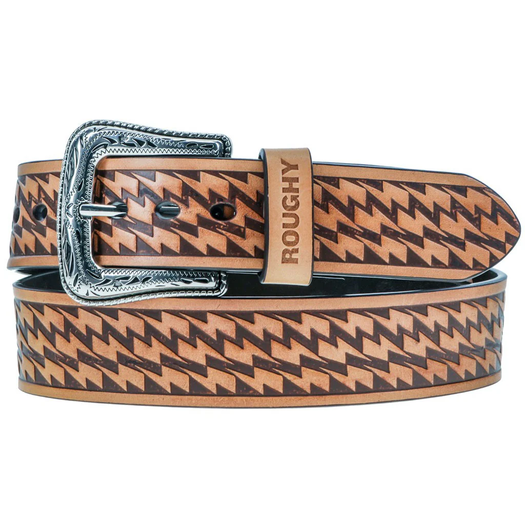 Roughy - Mens Zemi 1.75-1.5 Filigree Leather Belt Whand-Painted Accents