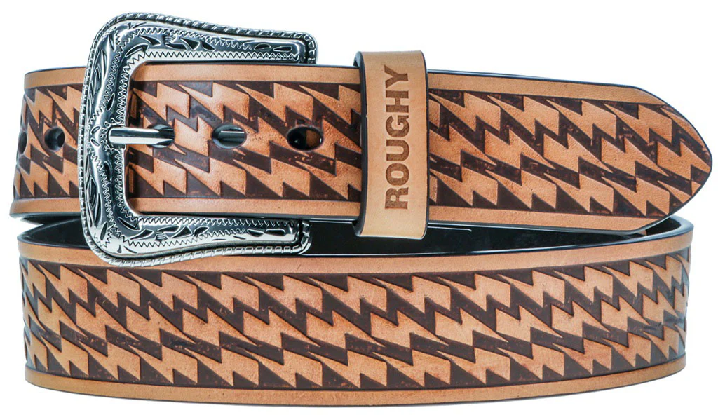 Roughy - Mens Zemi 1.75-1.5 Filigree Leather Belt Whand-Painted Accents - Image 2