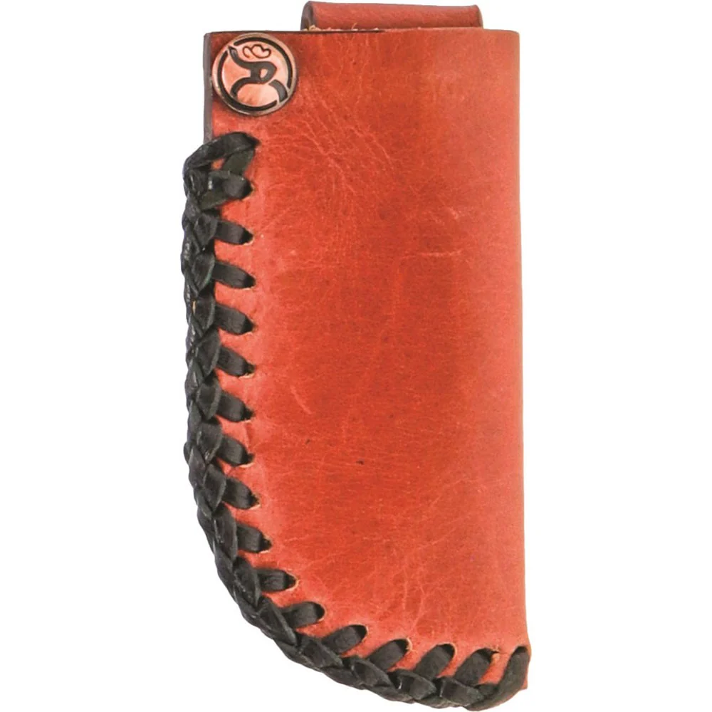 Roughy - Unisex Classic Laced Oil Tanned Leather Knife Sheath With Leather Laced Edge And 2.0 Logo Copper Rivet