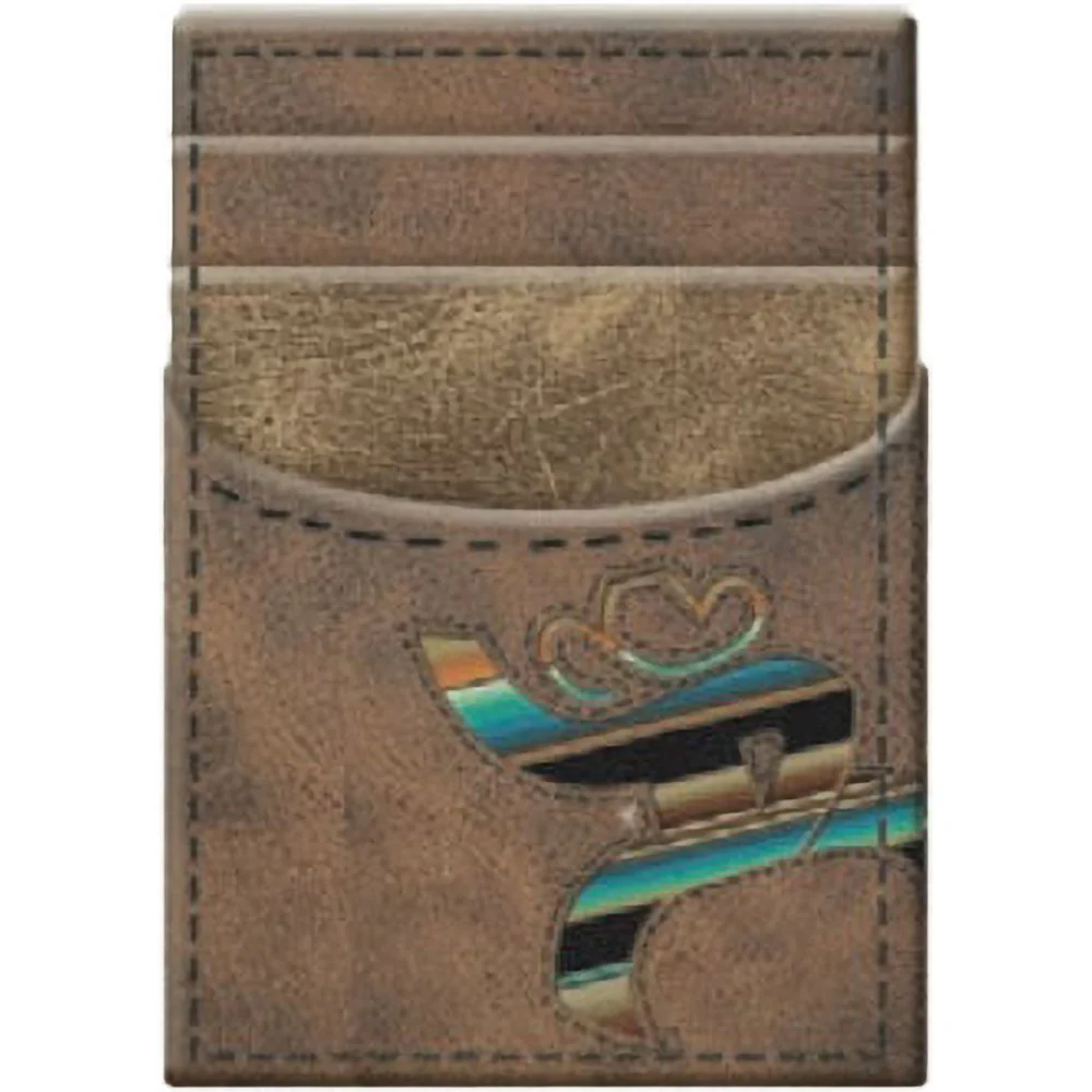 Roughy - Unisex Hawk Laser Cut Hands-Up Logo Money Clip Wallet With Sunset Serape Print Inlay