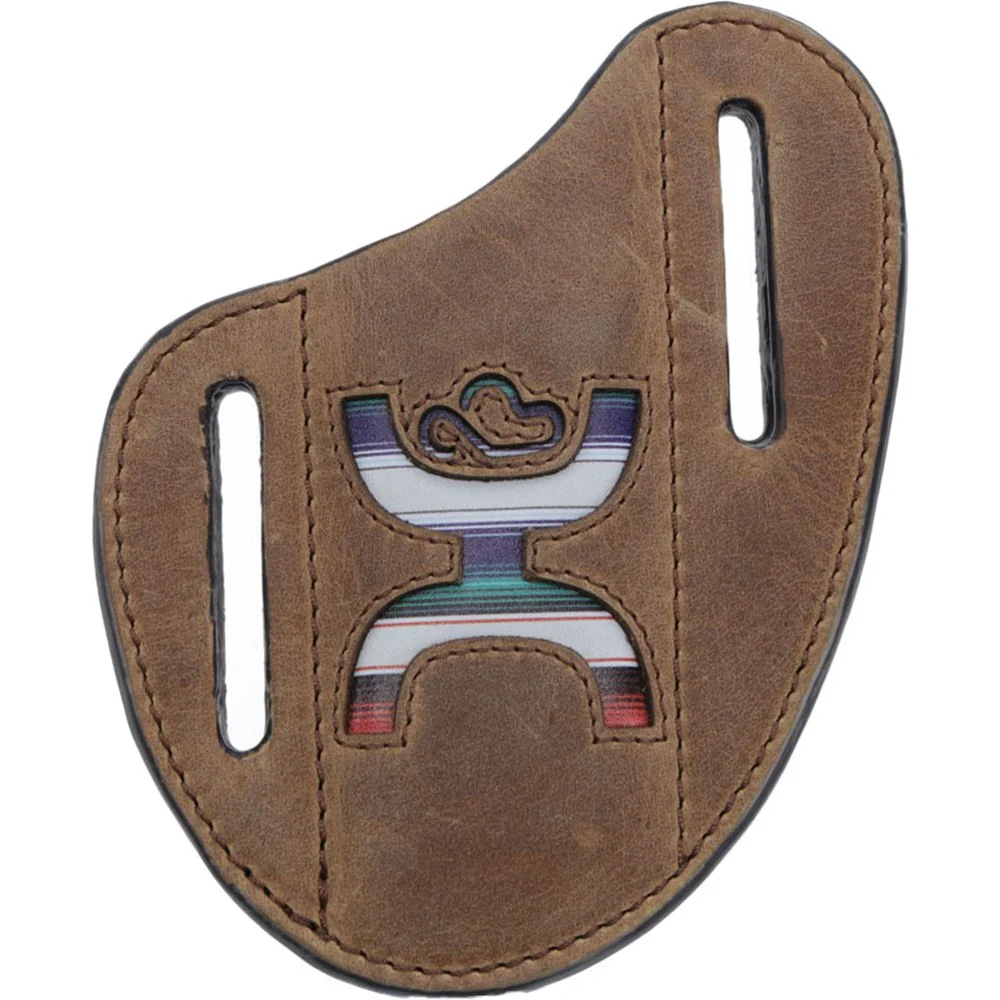 Roughy - Unisex Hawk Leather Pancake Knife Sheath With Logo Cut Out Logo With Sunset Serape Print Leather Inlay - Image 2
