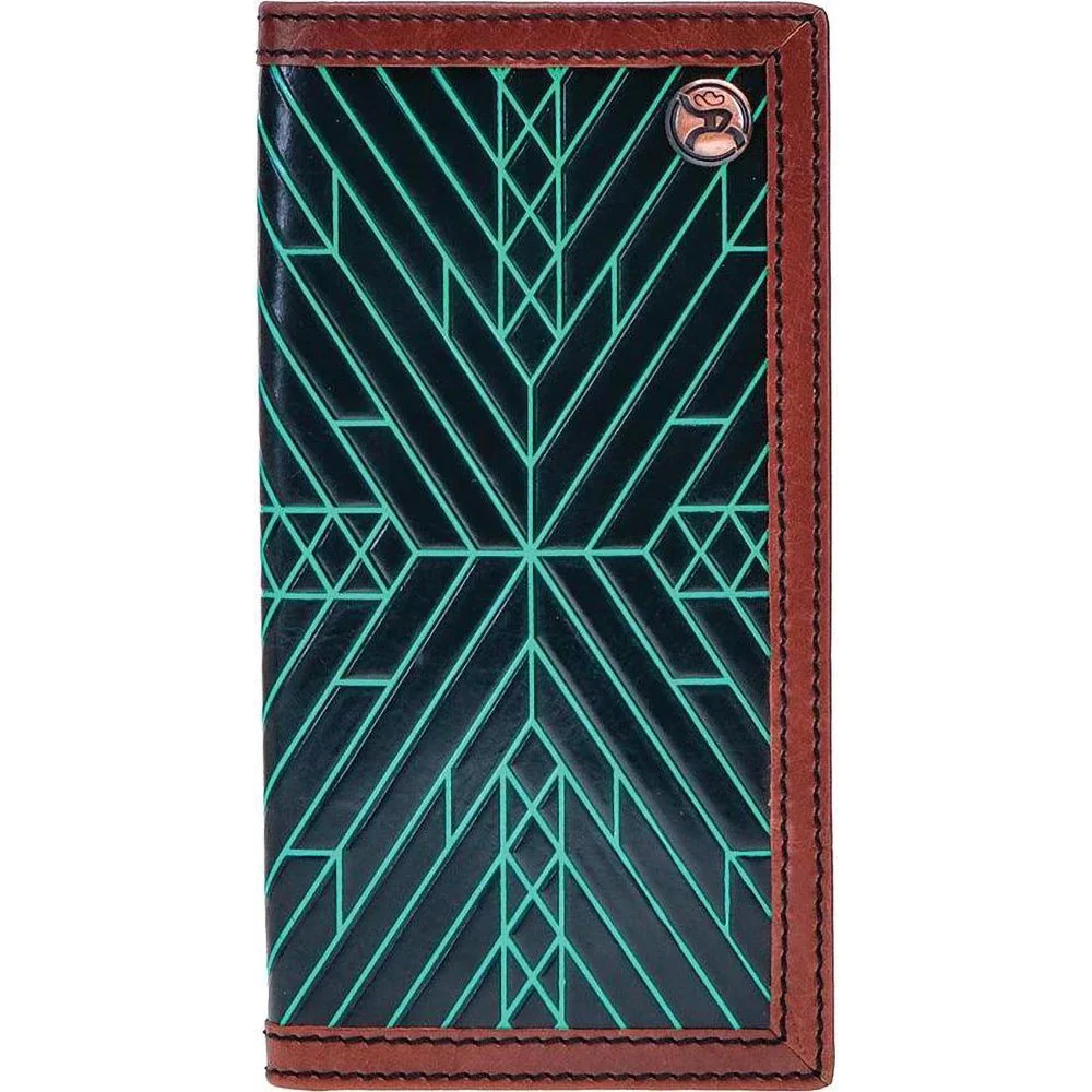Roughy - Unisex Neon Moon Aztec Pattern Embossed Rodeo Wallet With Double Welt Accent Edge And Logo Rivet - Image 2