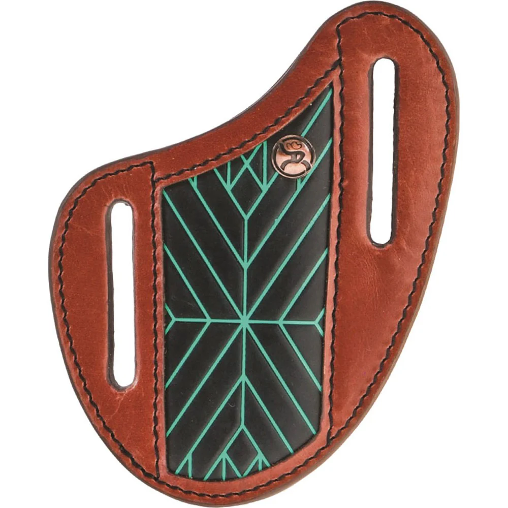 Roughy - Unisex Neon Moon Leather Pancake Knife Sheath With Aztec Print Embossed And Oil Leather Double Welt Edge & Accent Stitch With 2.0 Logo Copper - Image 2