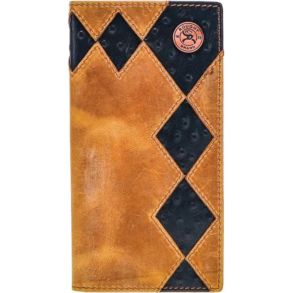 Roughy - Unisex Shiloh Diamond Patchwork Cutout Rodeo Wallet With Ostrich Print Leather Inlay And 1872 Logo Concho