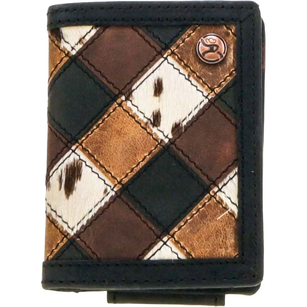 Roughy - Unisex Smackdown Patchwork Leather Bifold Money Clip Front Wallet With Logo Rivet