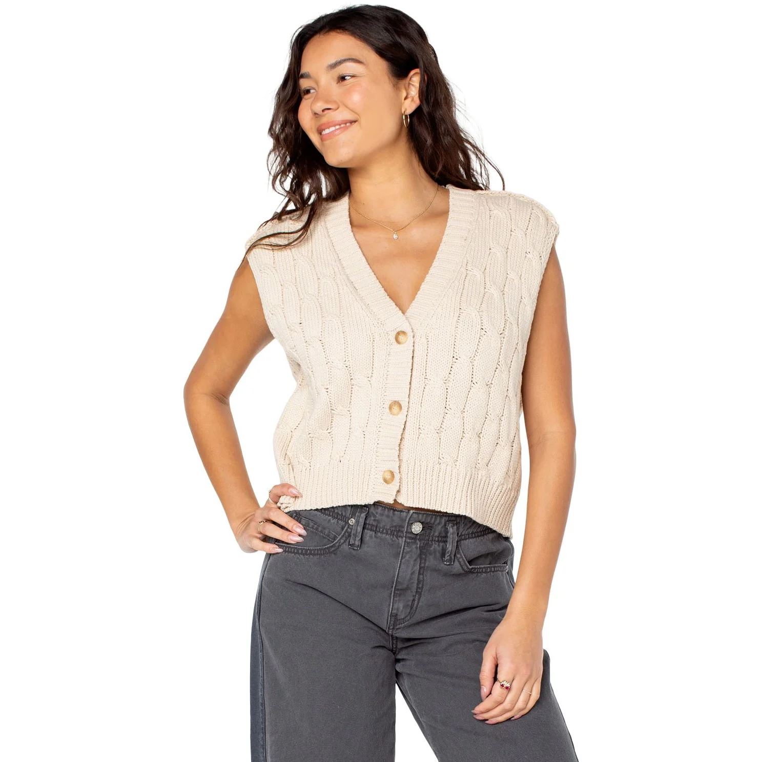 Roxy - Womens Easy A Vest Sweater - Image 2