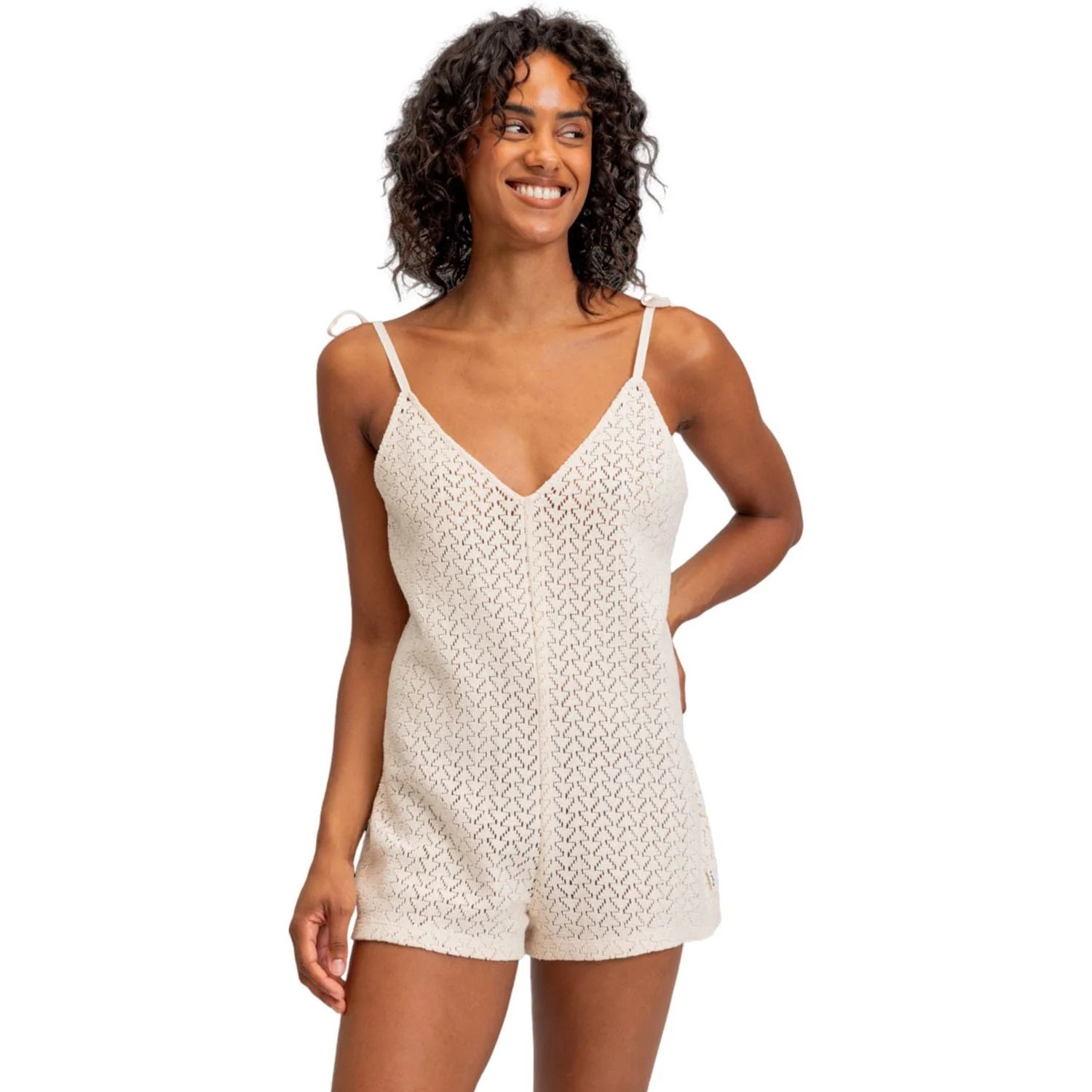 Roxy - Womens Ocean Riders Crochet Beach Romper - Image 2