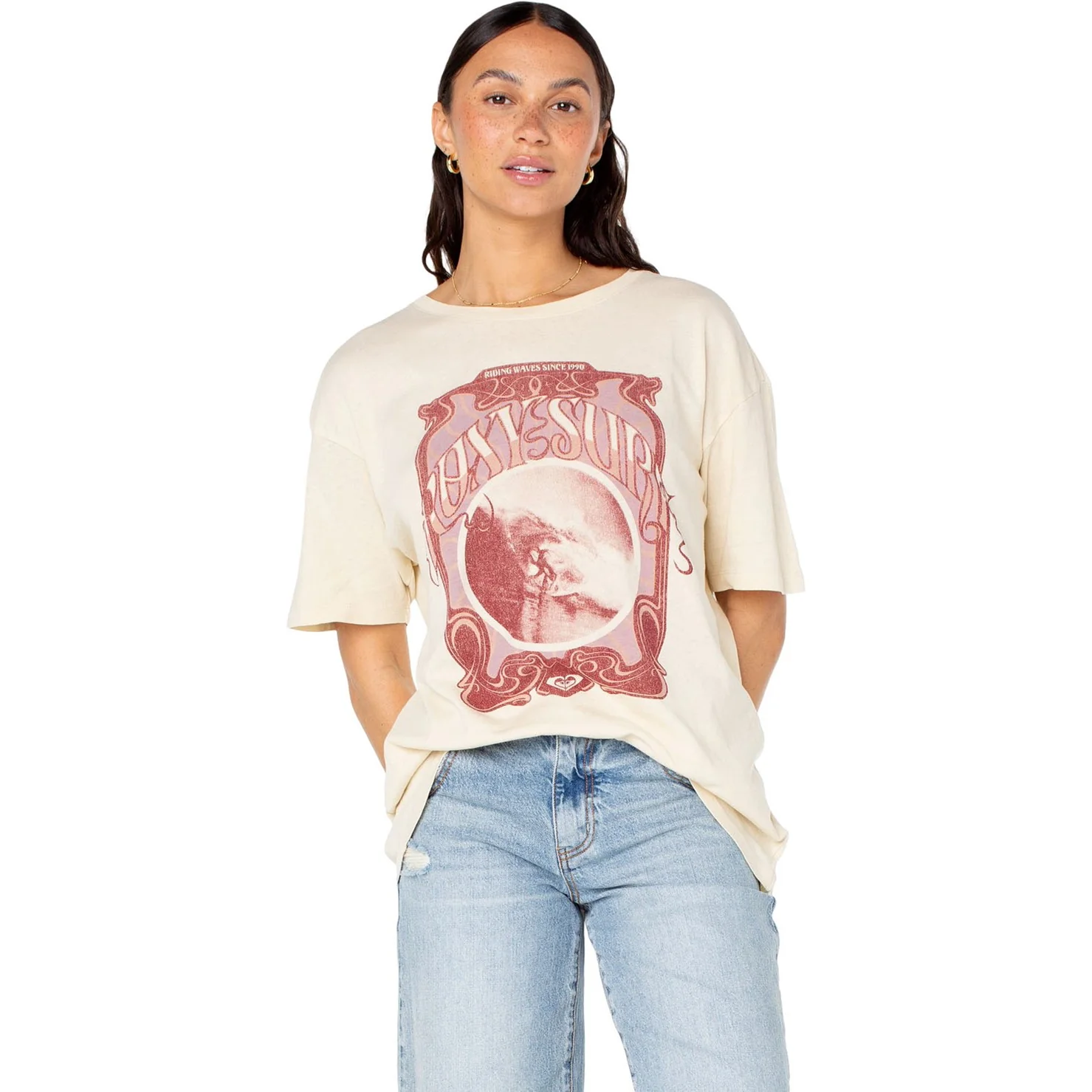 Roxy - Womens The Barrel Graphic Boyfriend Fit Crewneck T-Shirt - Image 2