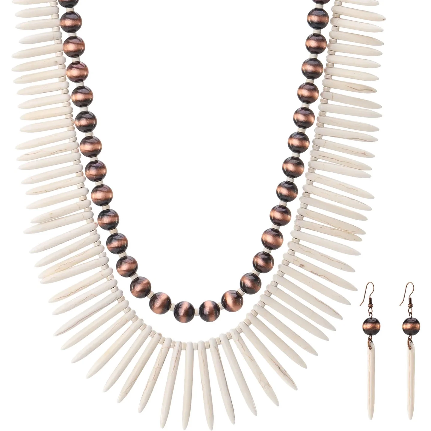 Rustic Couture - Womens Bohemian Beaded Necklace Earrings Set - Image 2