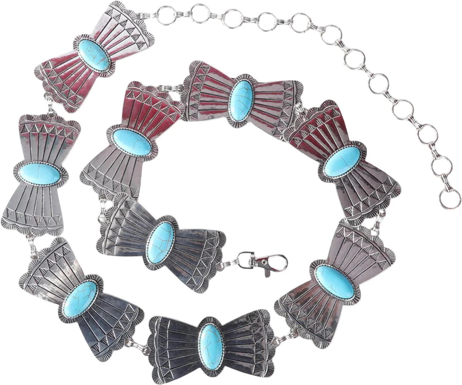 Rustic Couture - Womens Copper Mariposa Concho Link Chain Belt With White Inlays - Image 3