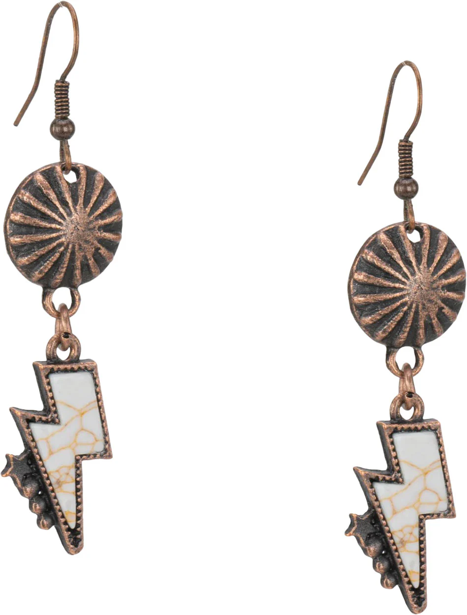 Rustic Couture - Womens Western Concho Lightning Bolt Dangle Earrings - Image 4