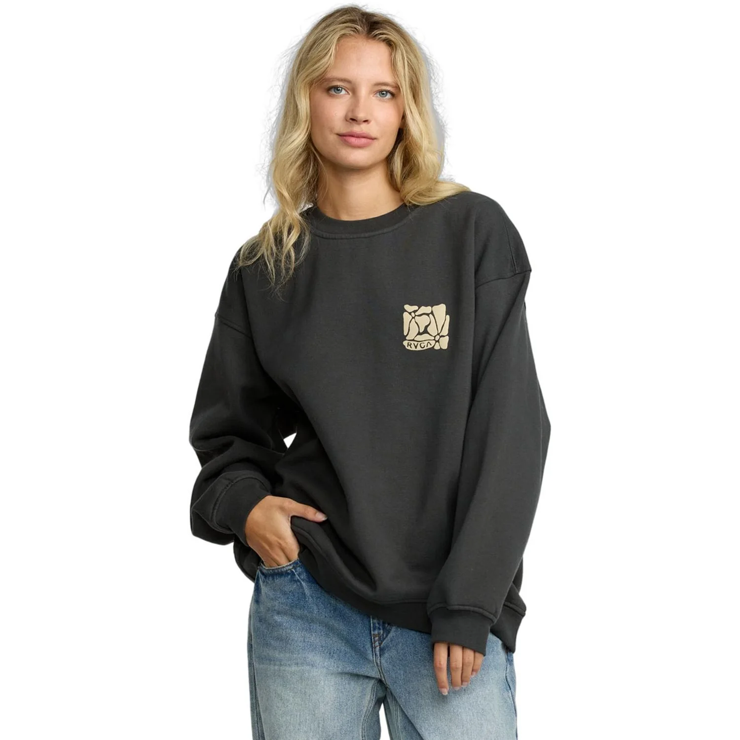 RVCA - Womens Baggie Boyfriend Crewneck Sweatshirt - Image 3
