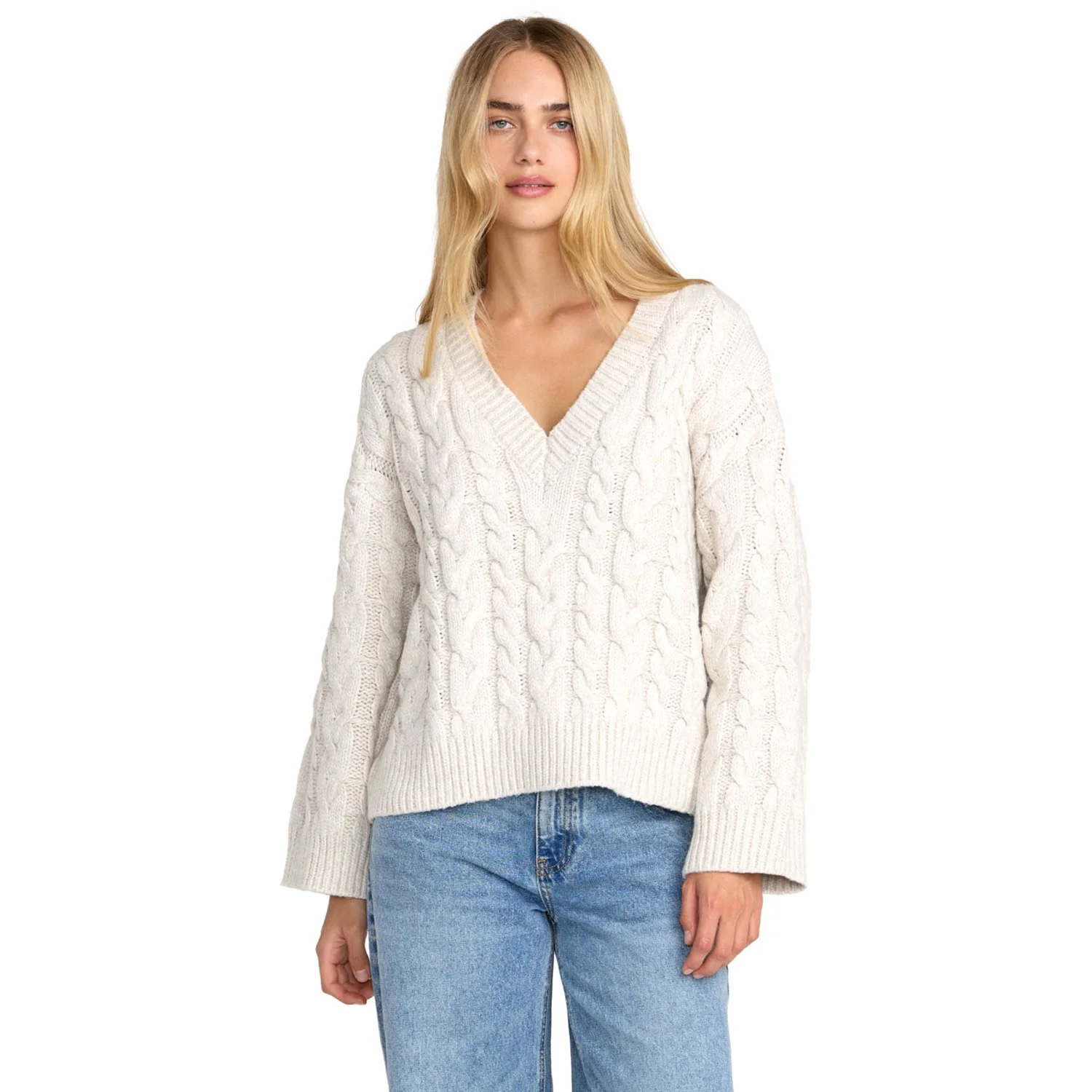 RVCA - Womens Cable V Neck Sweater