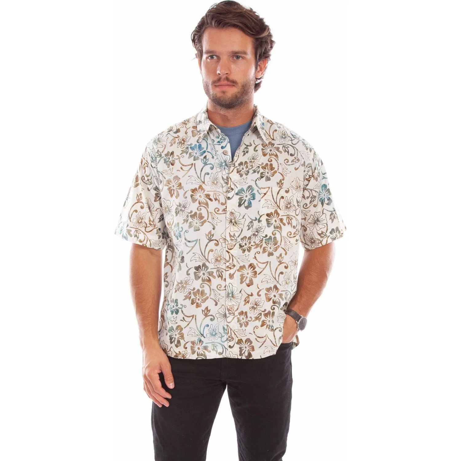 Scully - Mens Batik Floral Shirt - Image 2
