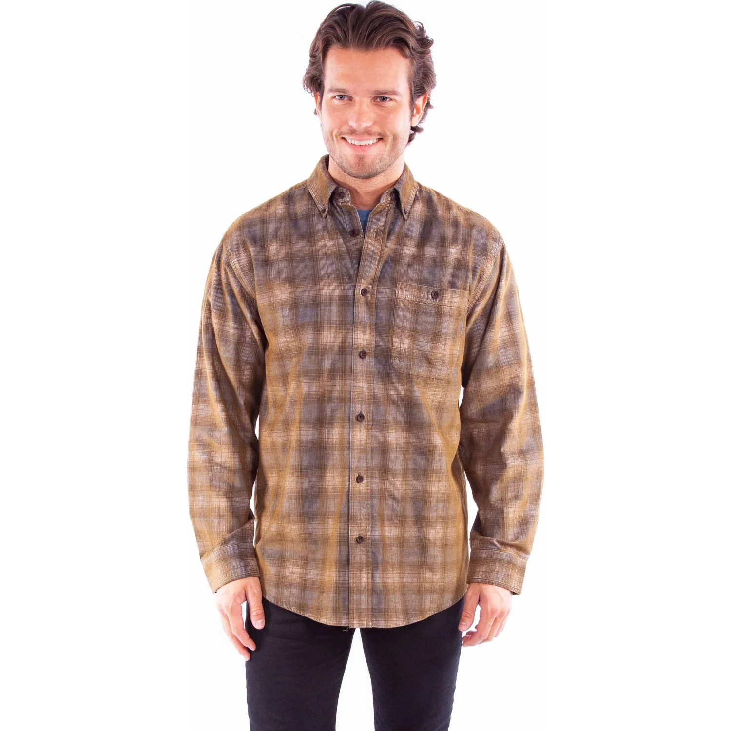 Scully - Mens Corduroy Plaid Shirt - Image 2