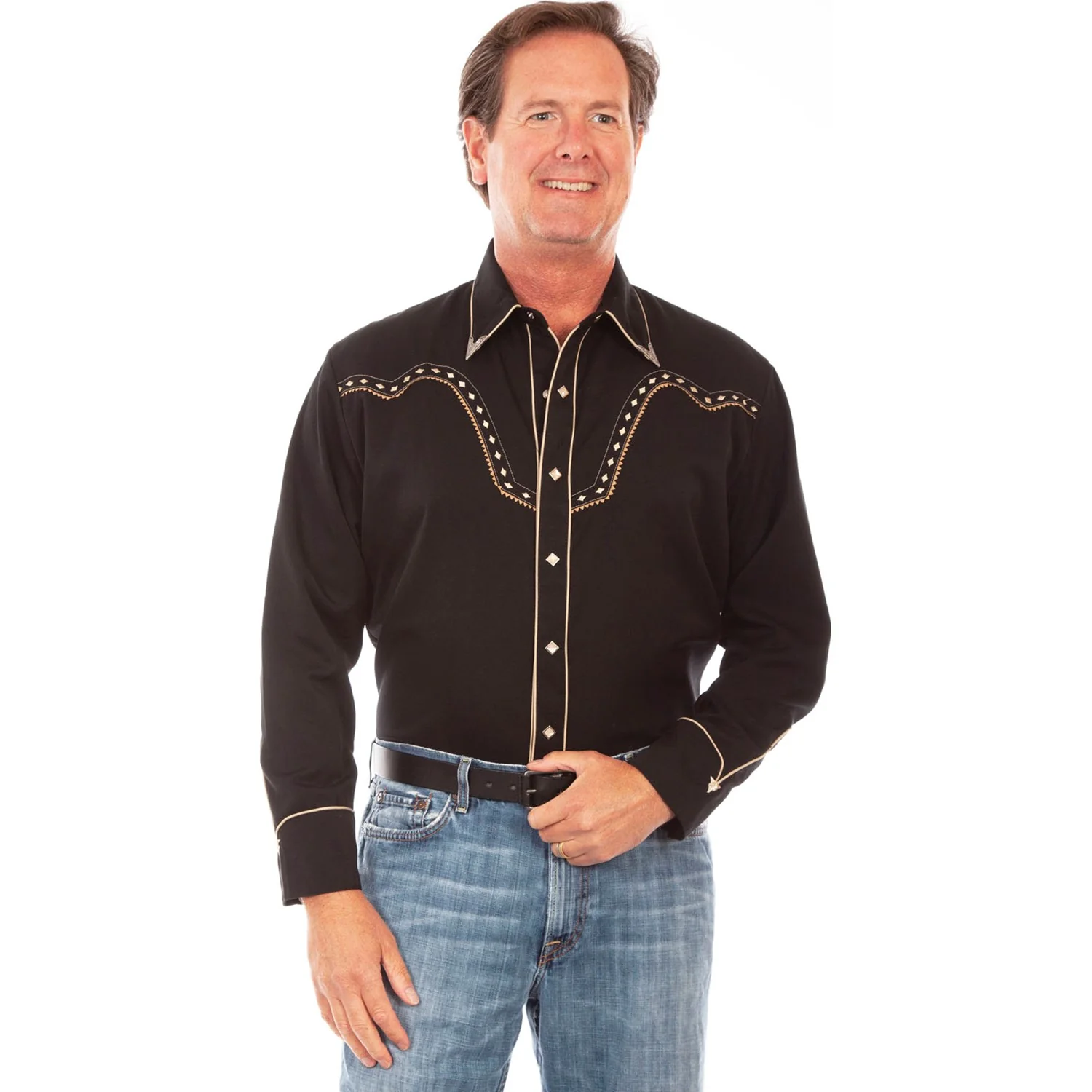 Scully - Mens Diamond Yoke Emb. Shirt - Image 2