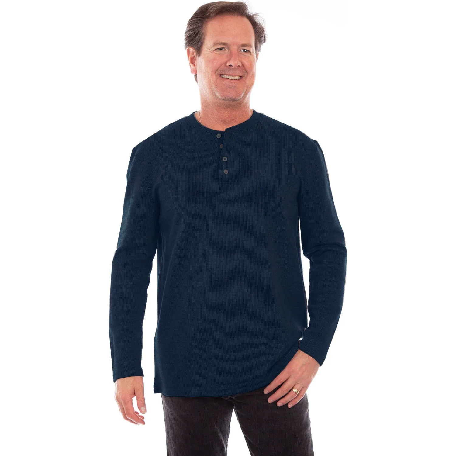 Scully - Mens Heather Rib Henley T-Shirt - Image 3