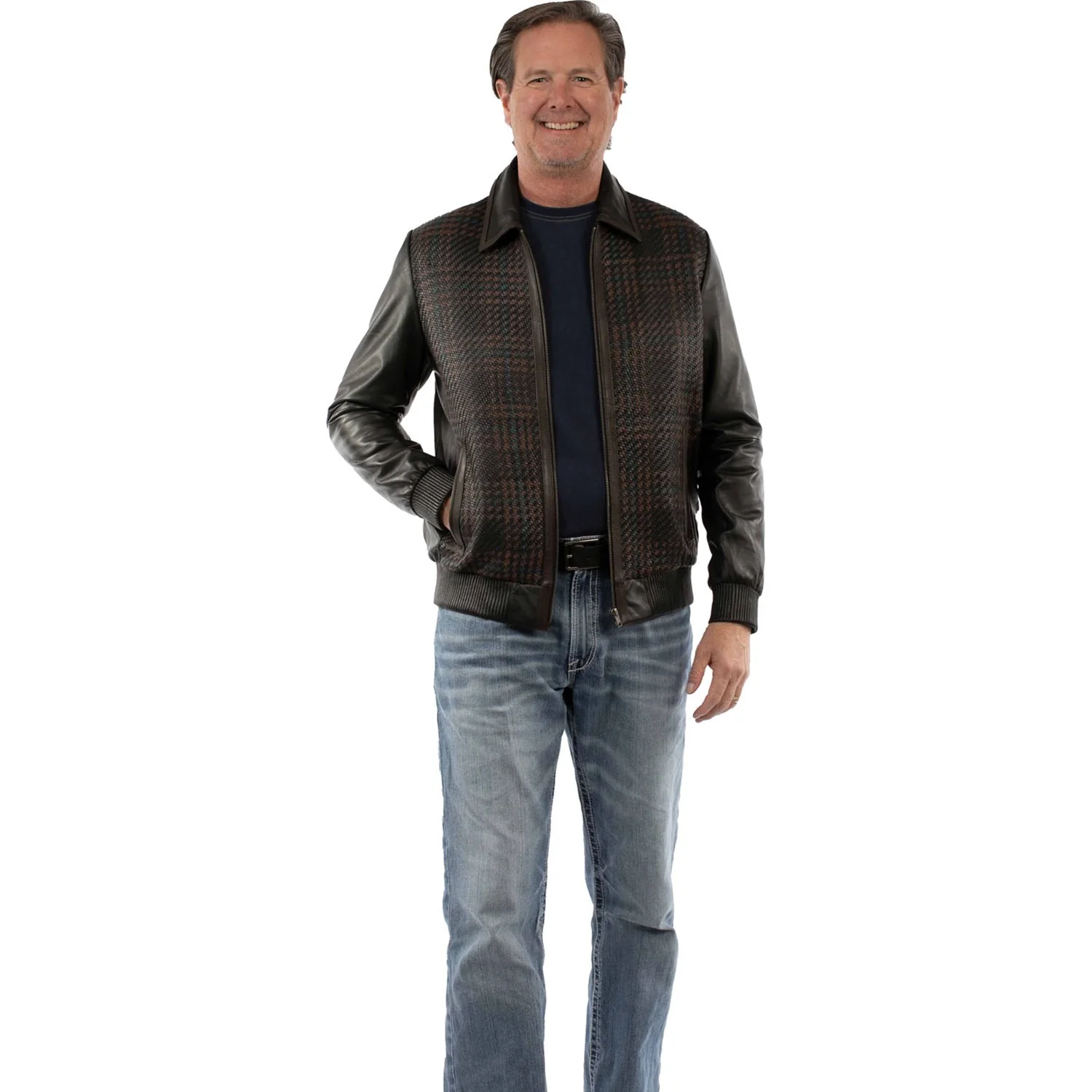Scully - Mens Leather Weaved Jacket